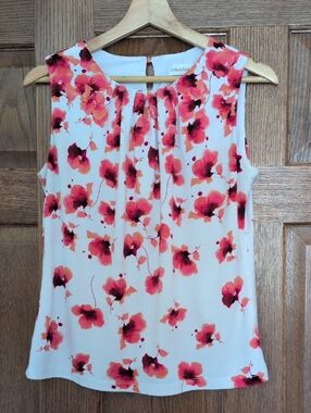 Calvin Klein White Camisole with Pink & Coral Floral Print
